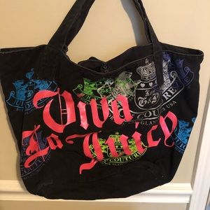 Juicy Couture black neon canvas tote